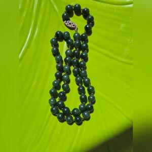 Nephrite JADE Beaded Necklace Hand Knotted Vintage Jewelry